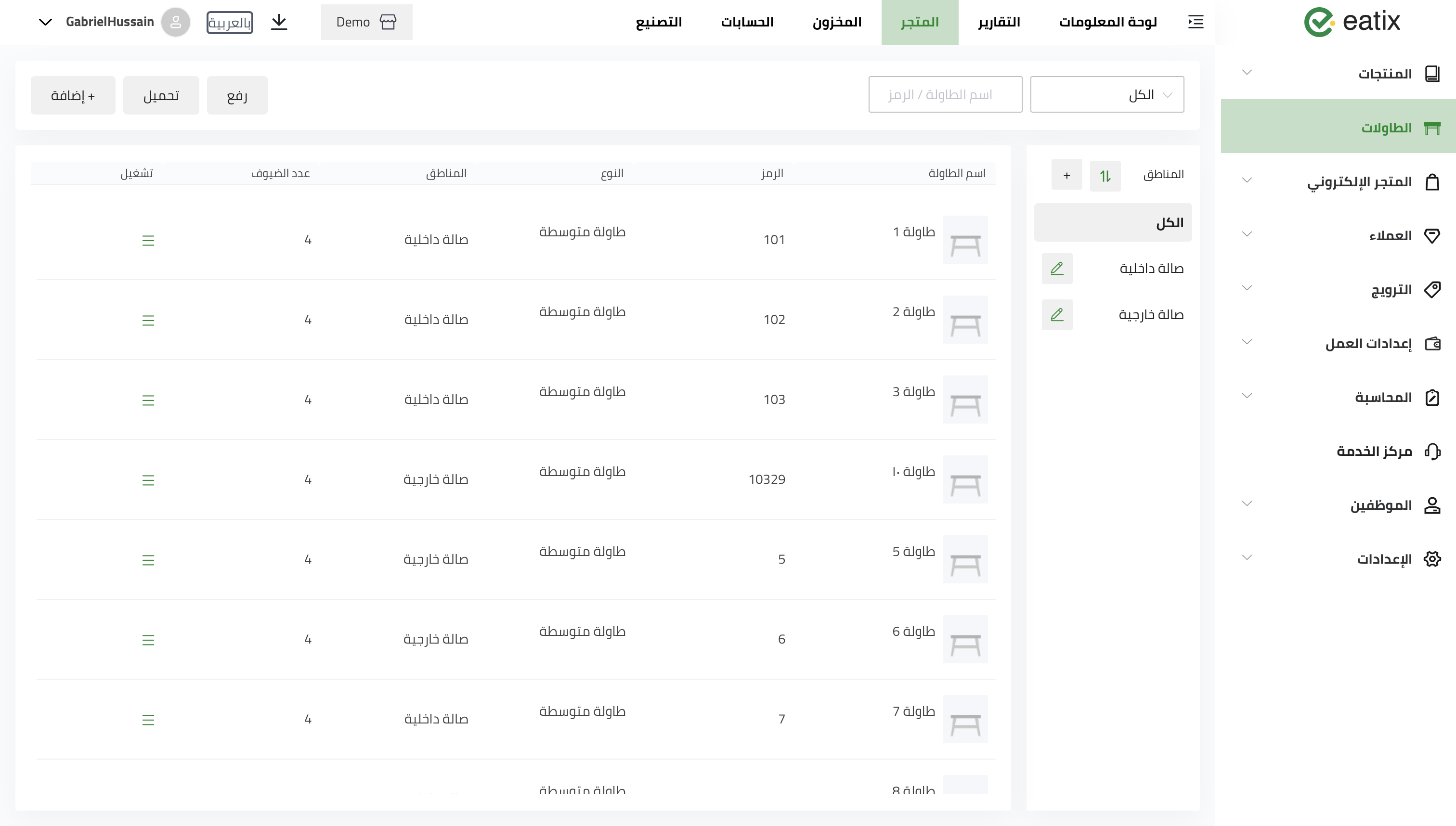 Eatix Tables Management